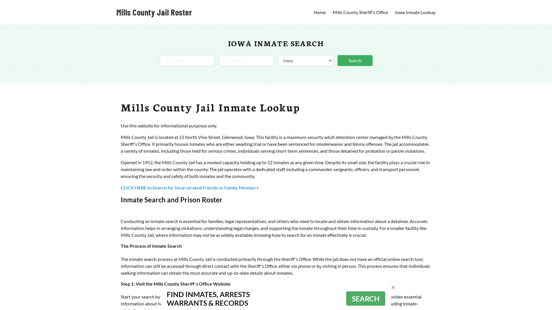 Mills County Jail Roster Lookup, IA, Inmate Search