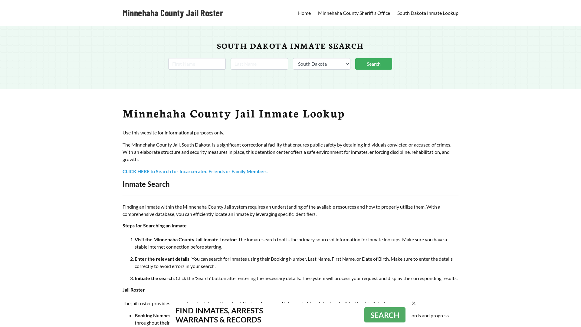 Minnehaha County Jail Roster Lookup, SD, Inmate Search