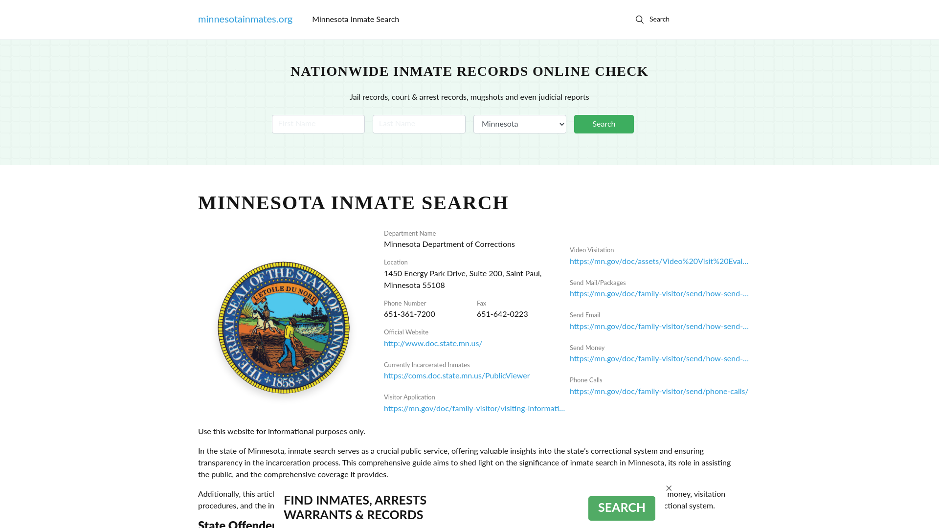 Minnesota Offender Lookup - MN DOC Inmates