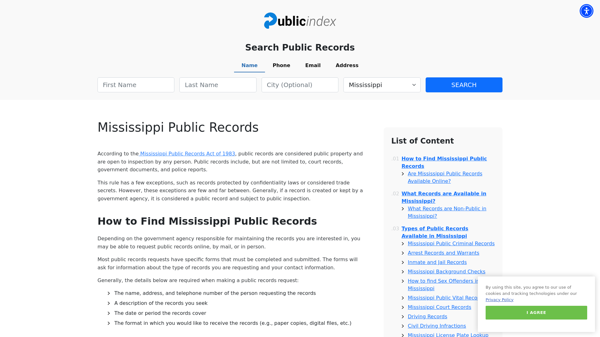 Mississippi Public Records Online - ThePublicIndex