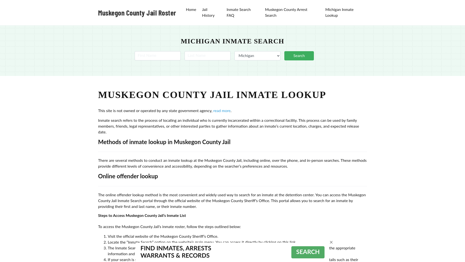 Muskegon County Jail Roster Lookup, MI, Inmate Search