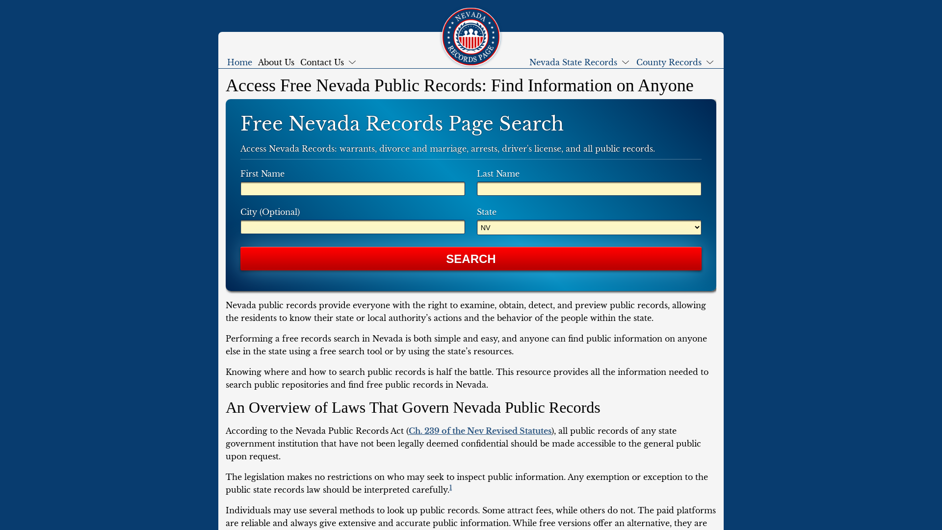 Access Free Nevada Public Records: Find Information on Anyone