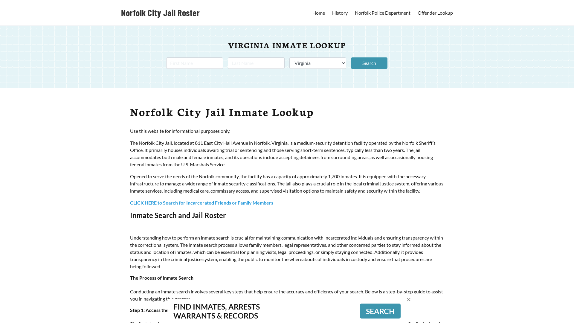 Norfolk City Jail, VA Inmate Search, Jail Roster, Bookings