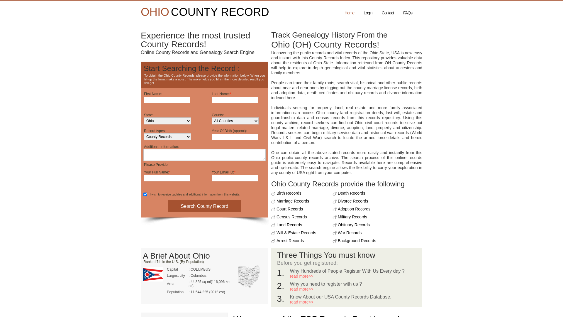 Search for Ohio Public records county wise. Ohio Vital record archive.