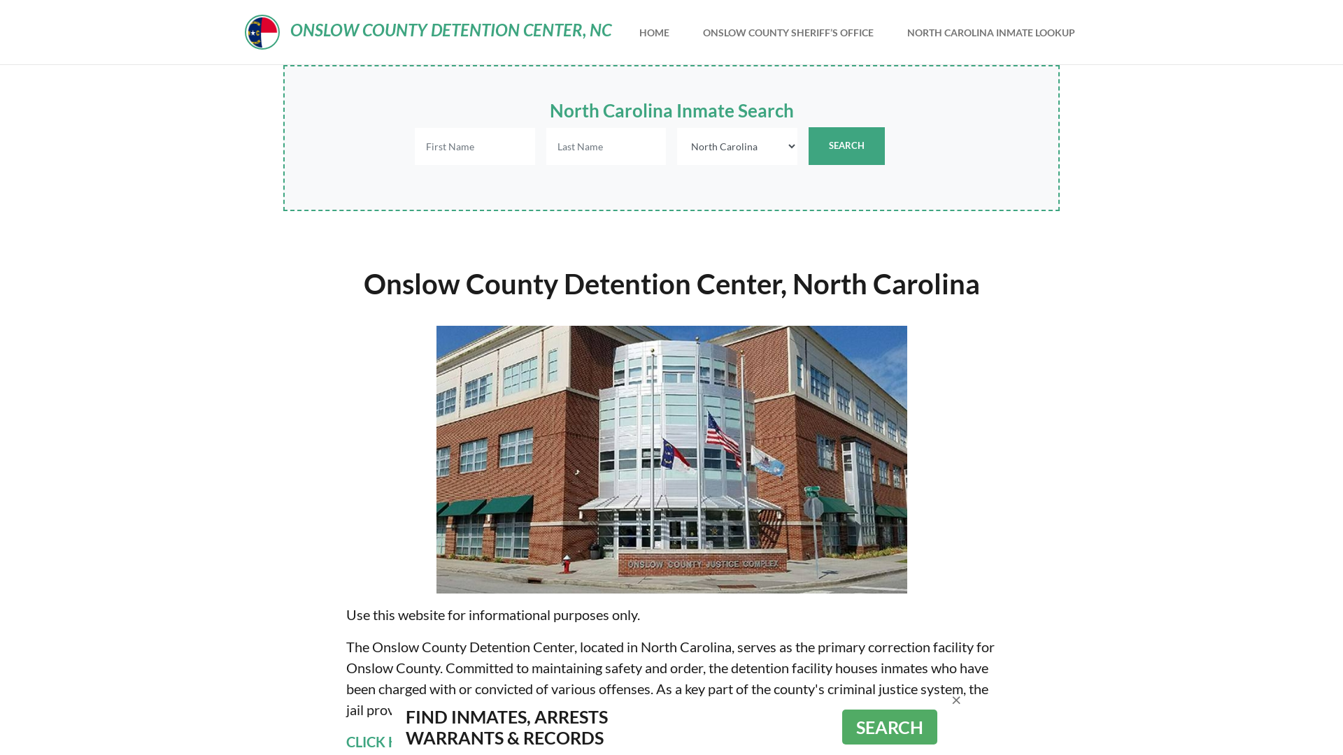 Onslow County Detention Center, NC Inmate Roster, Offender Search