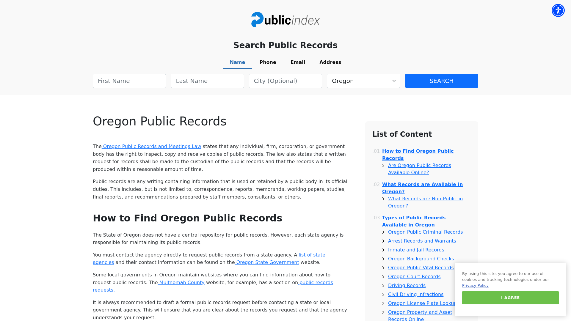 Oregon Public Records Online - ThePublicIndex