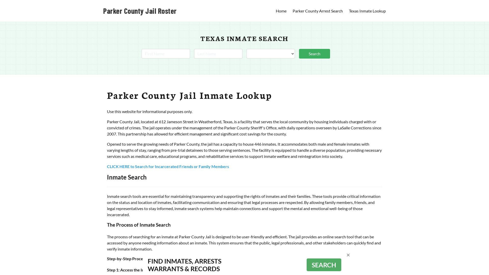 Parker County Jail Roster Lookup, TS, Inmate Search