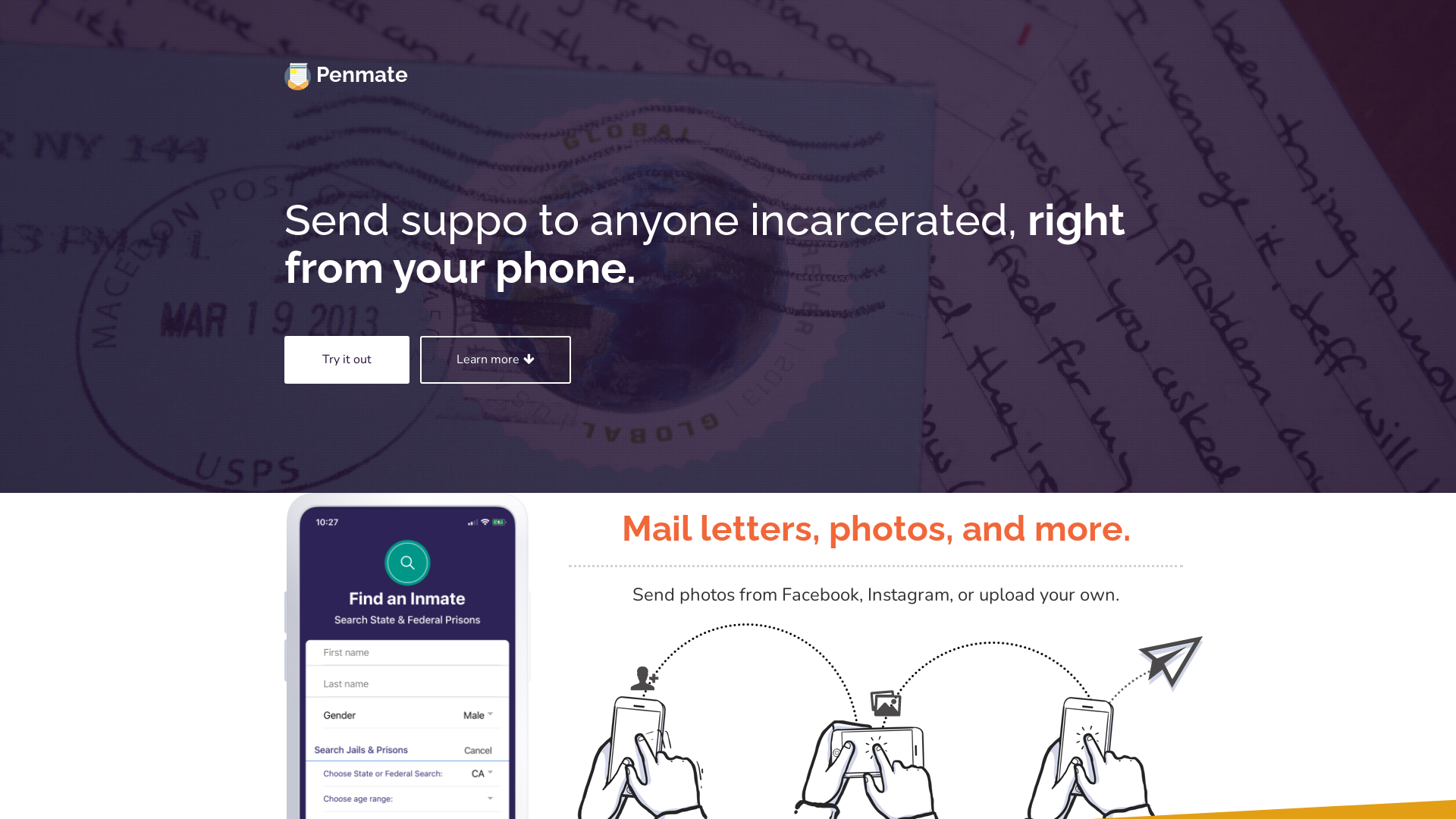 Penmate: Find an inmate and mail letters, photos, and more.