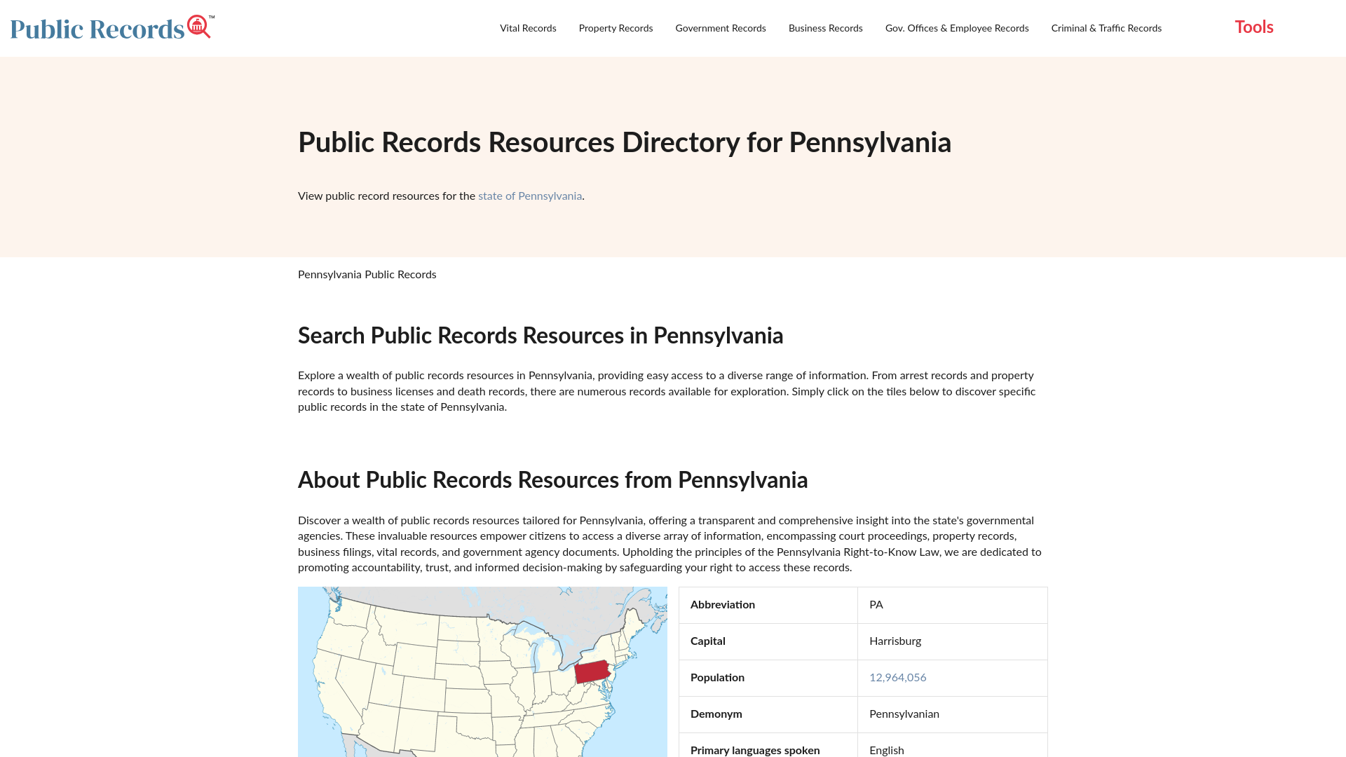 Pennsylvania Free Public Records Directory