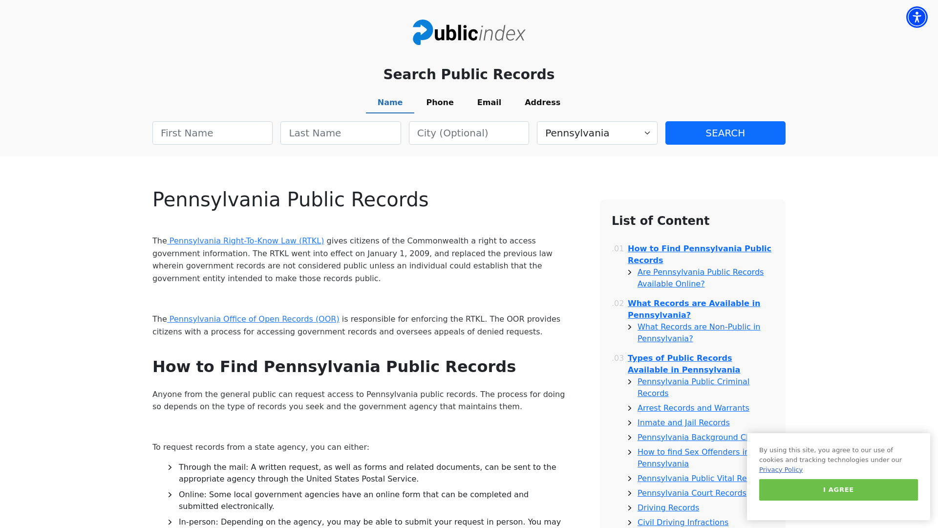 Pennsylvania Public Records Online - ThePublicIndex