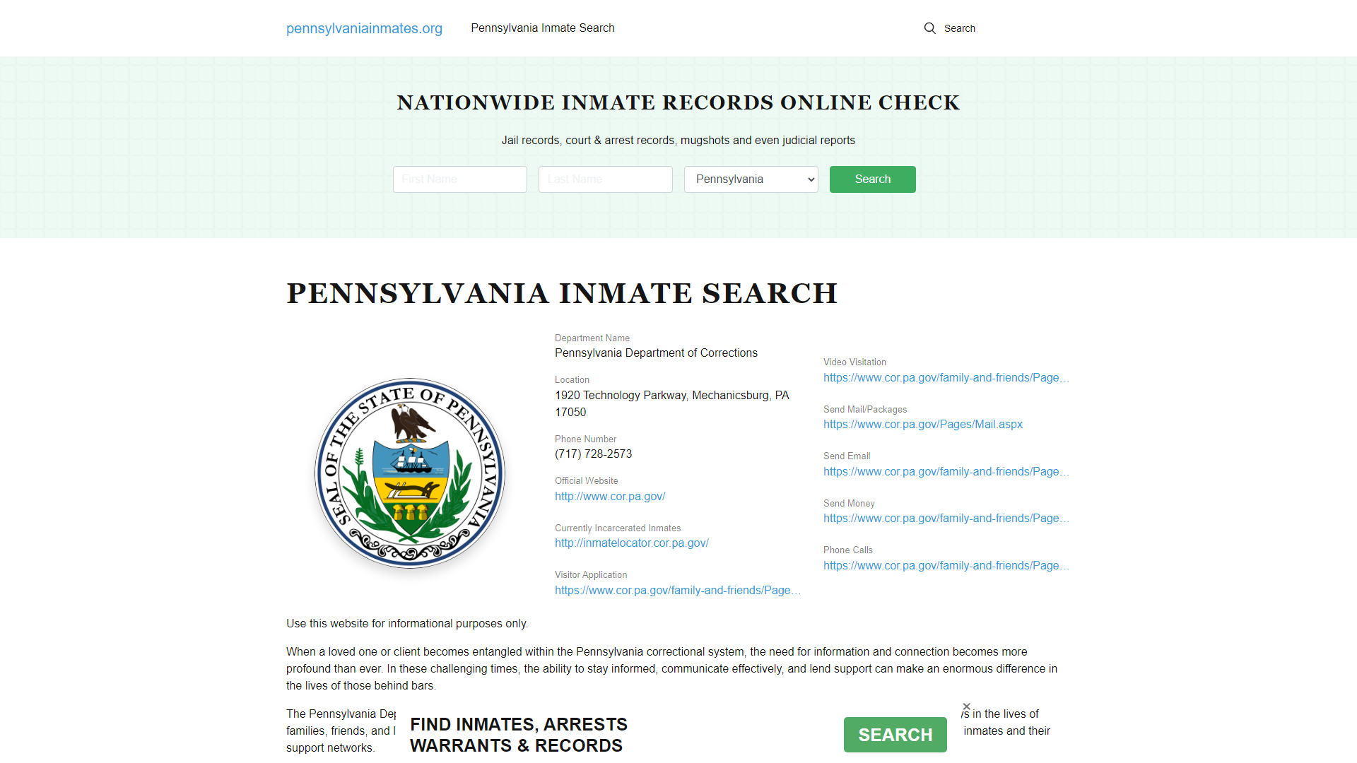 Pennsylvania Offender Lookup - PA DOC Inmates