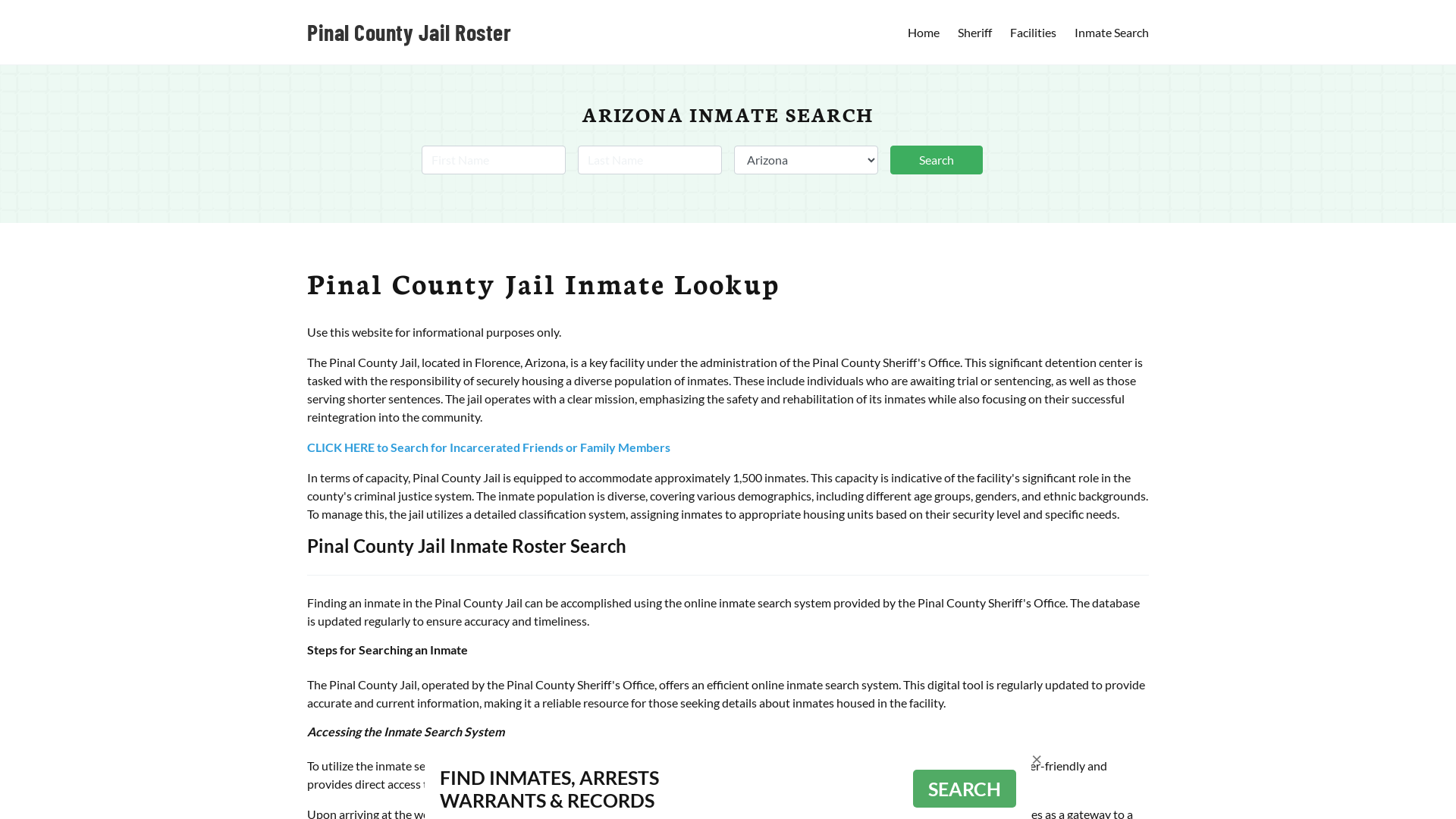 Pinal County Jail Roster Lookup, AZ, Inmate Search