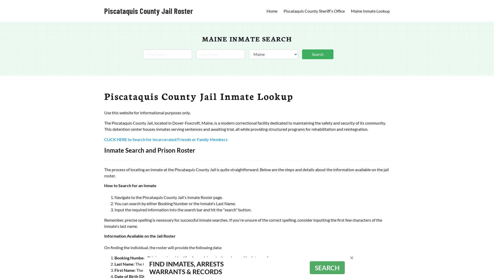 Piscataquis County Jail Roster Lookup, ME, Inmate Search