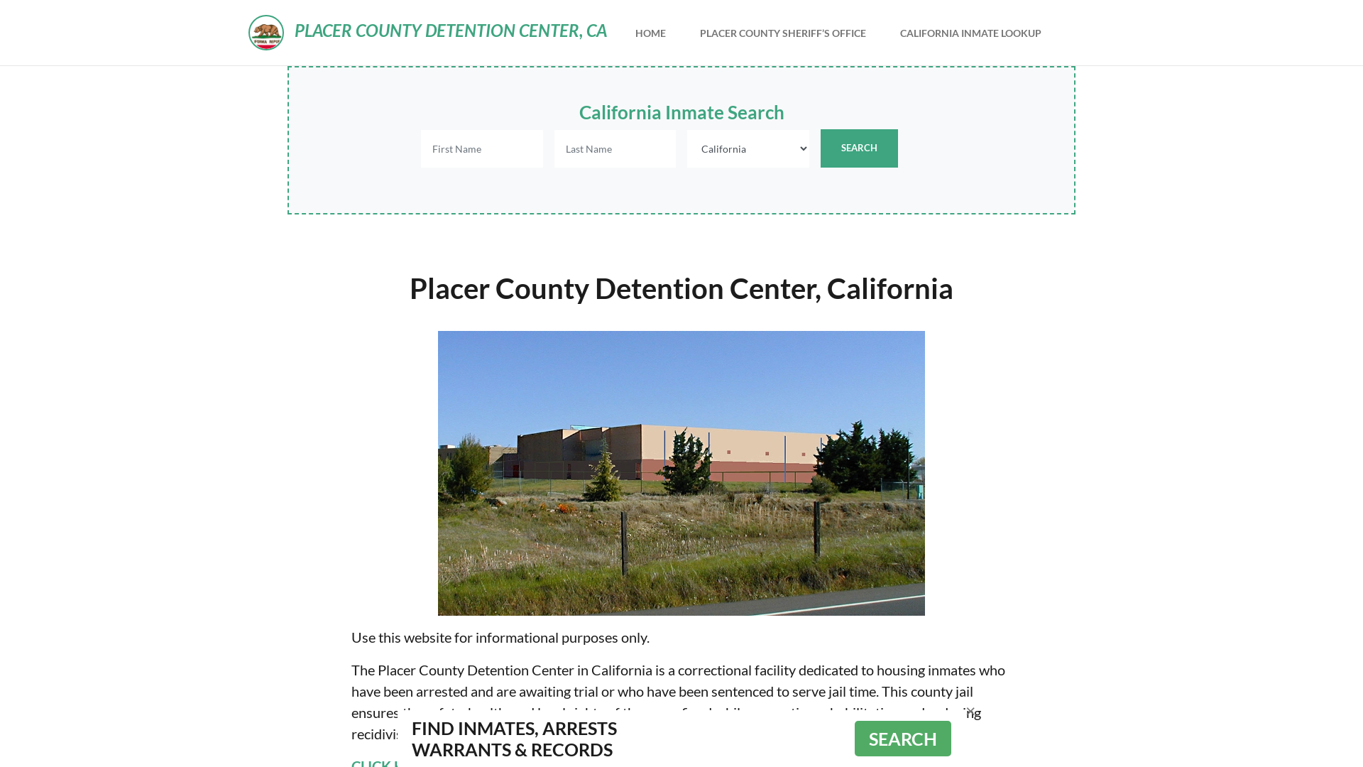 Placer County Detention Center, CA Inmate Roster, Offender Search