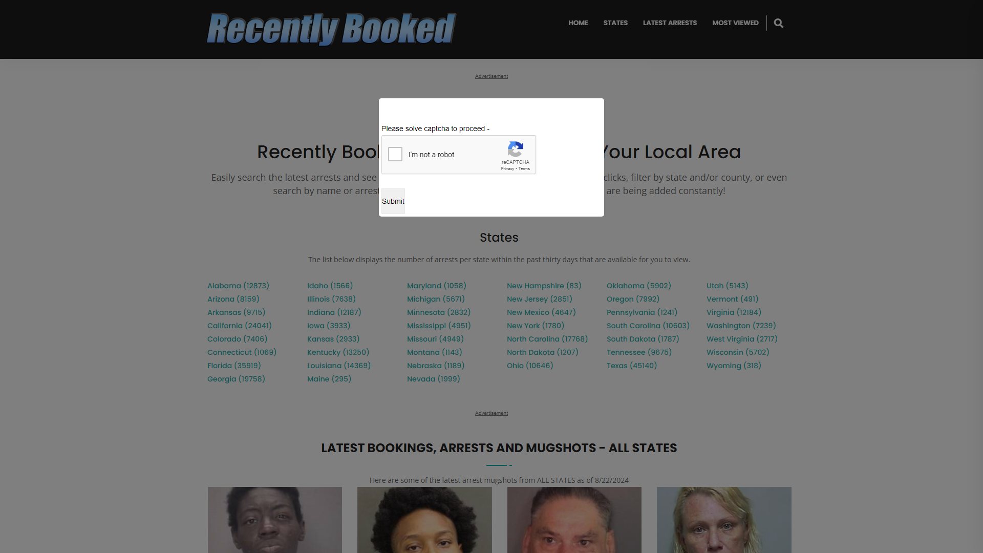 Recently Booked - View Mugshots In Your Local Area