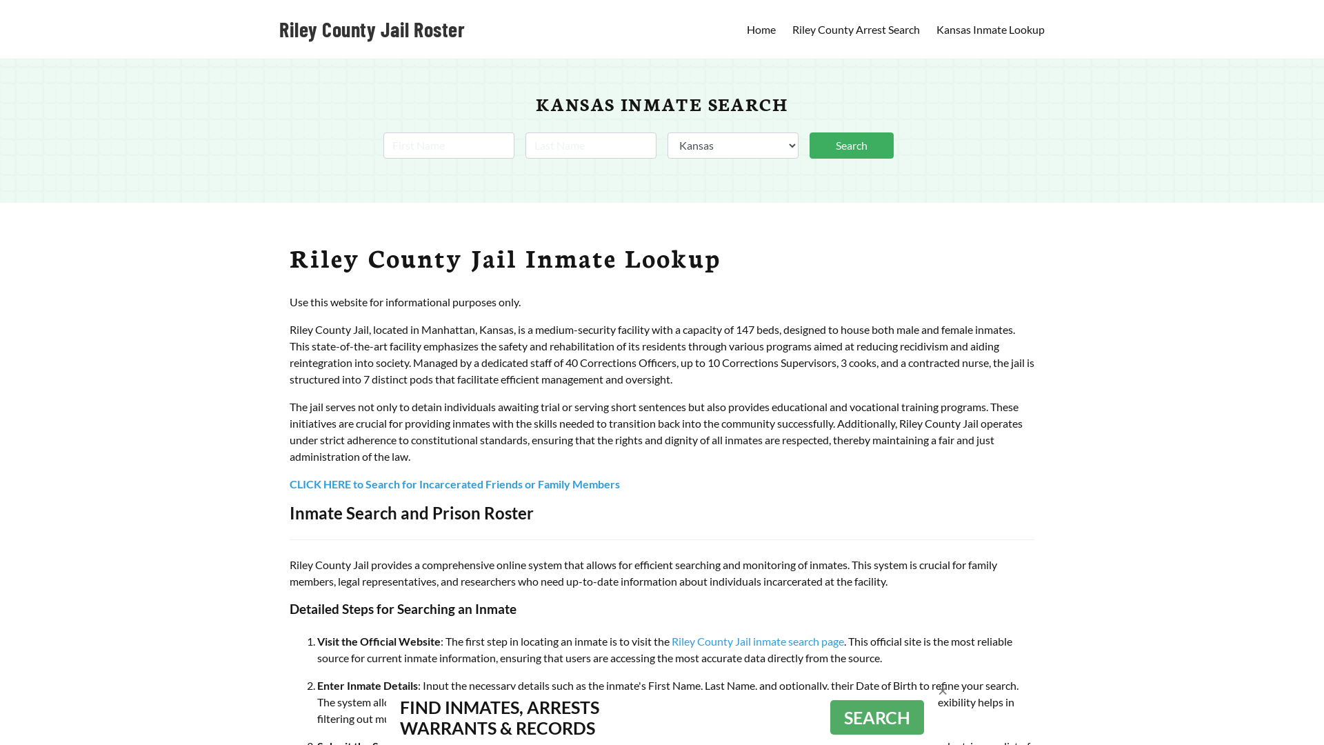 Riley County Jail Roster Lookup, KS, Inmate Search