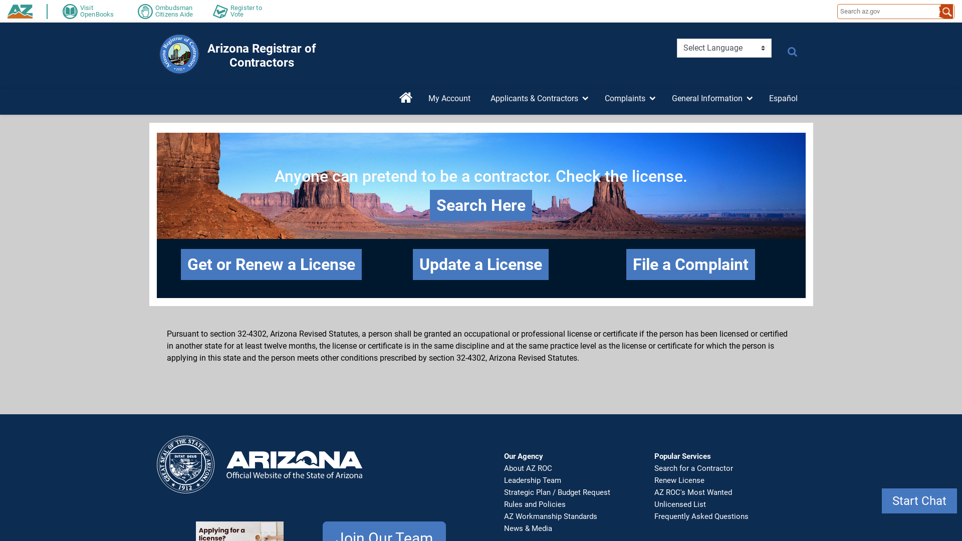 Home | Arizona Registrar of Contractors