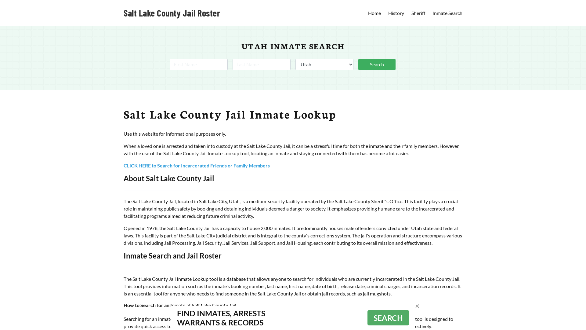 Salt Lake County Jail Roster Lookup, UT, Inmate Search