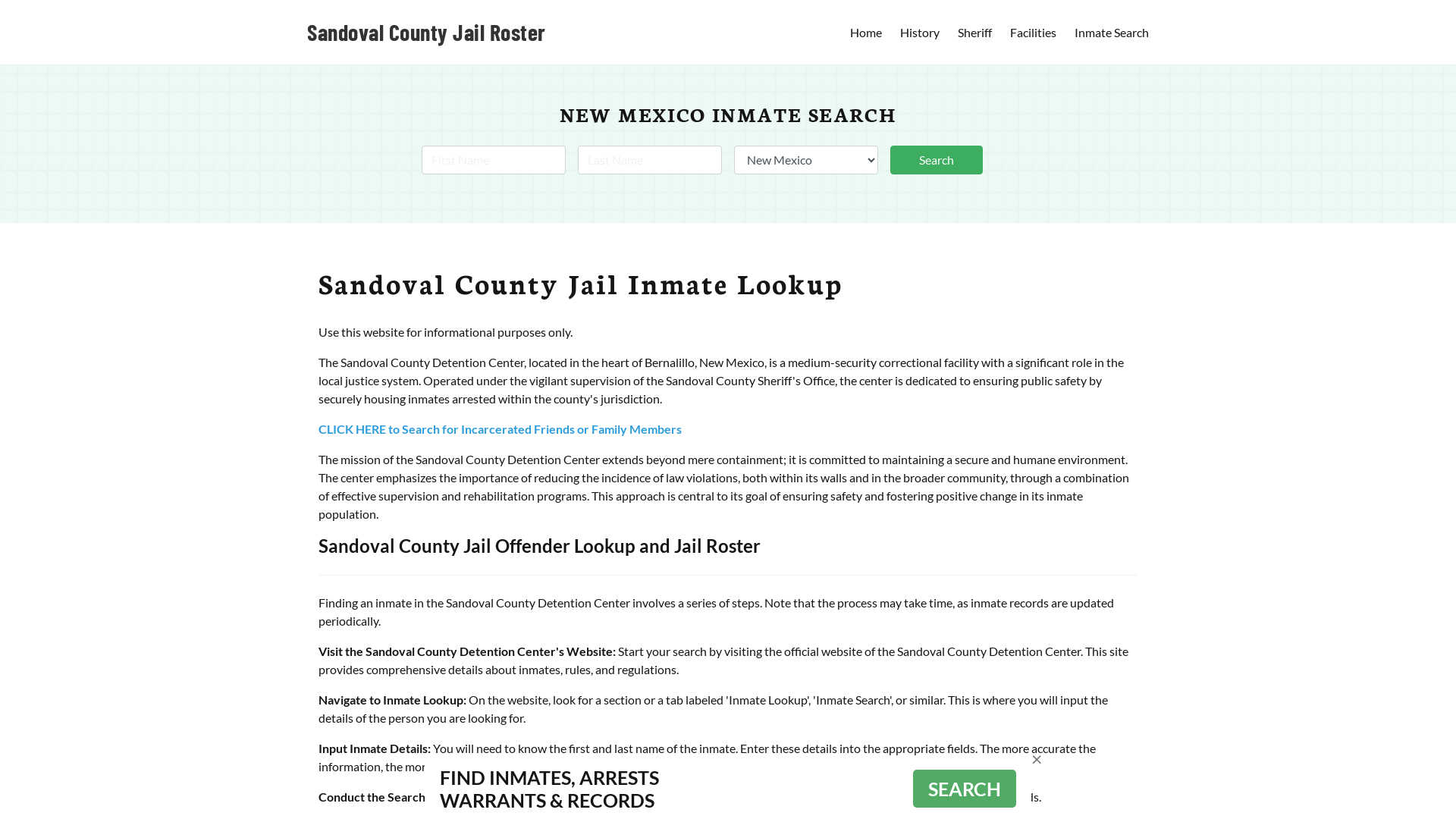 Sandoval County Jail Roster Lookup, NM, Inmate Search