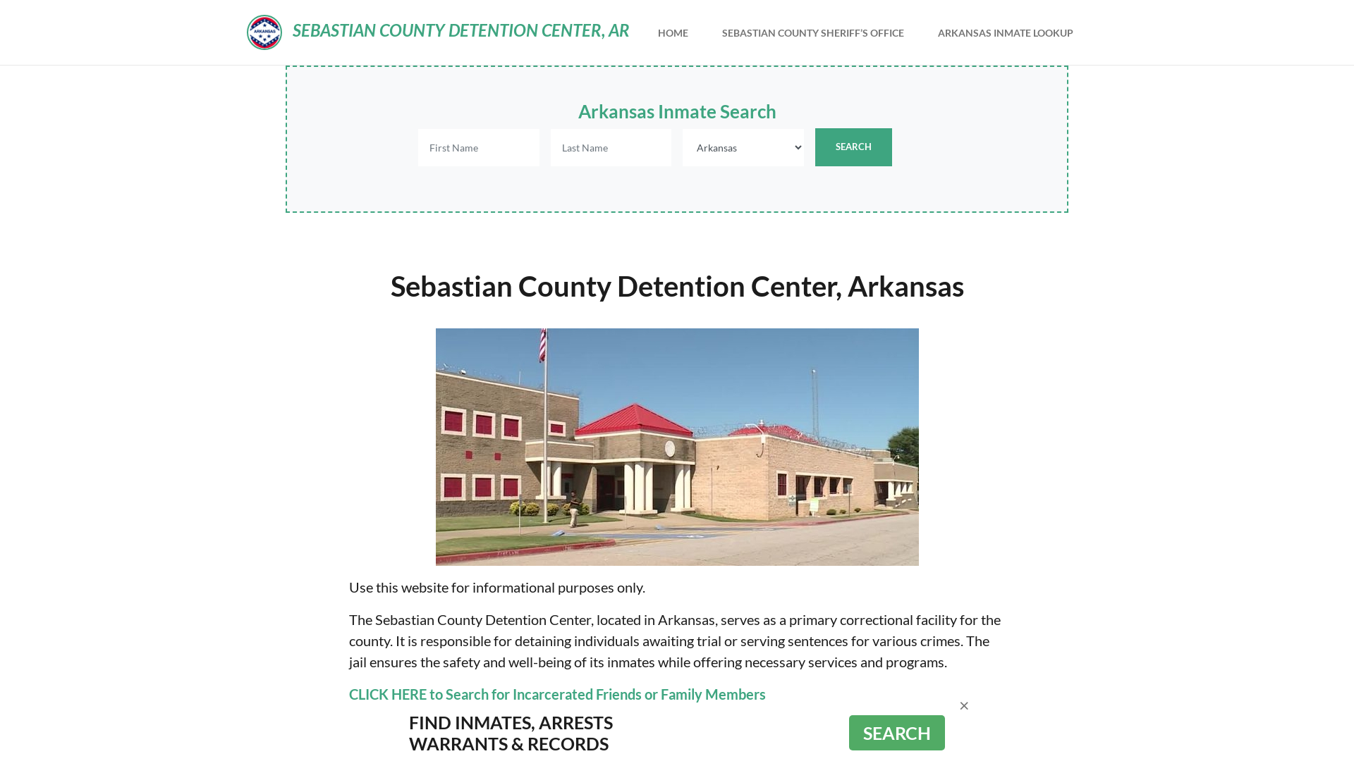 Sebastian County Detention Center, AR Inmate Roster, Offender Search