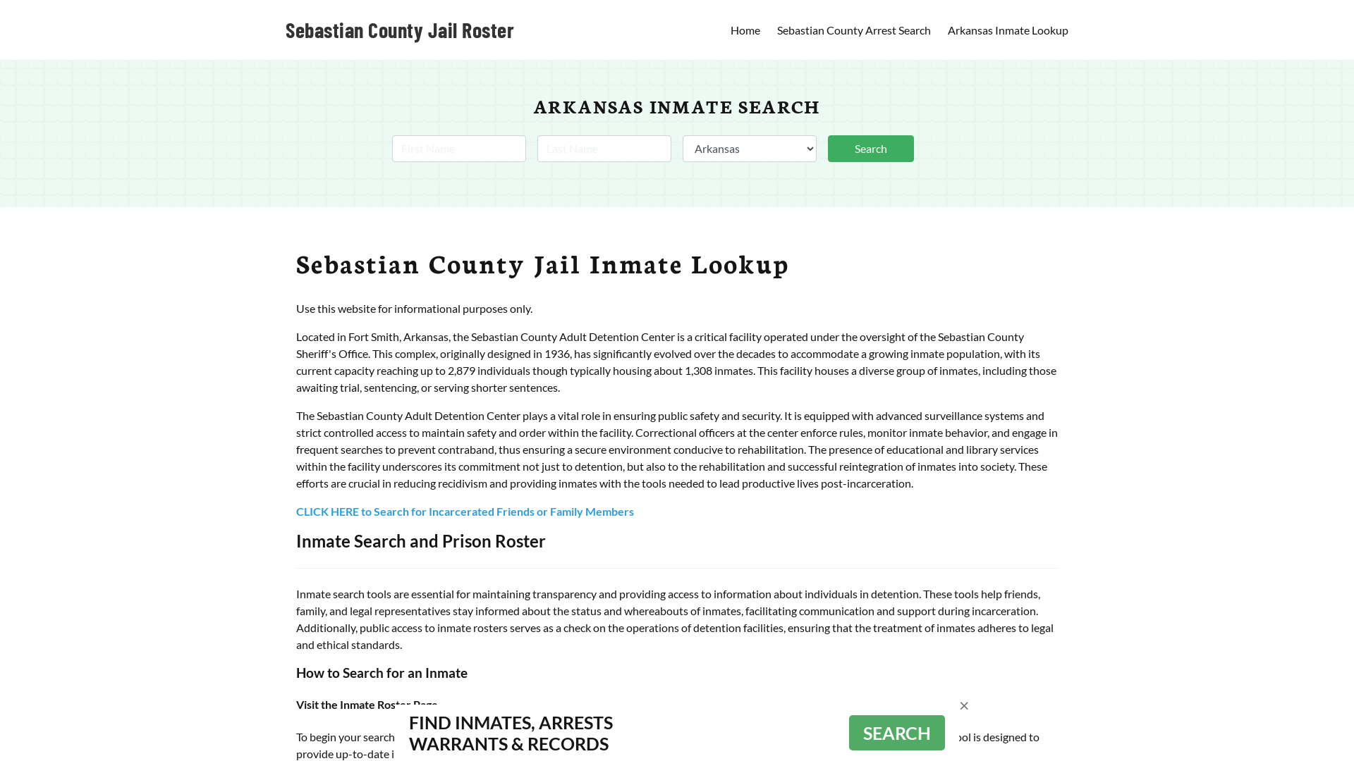 Sebastian County Jail Roster Lookup, AR, Inmate Search