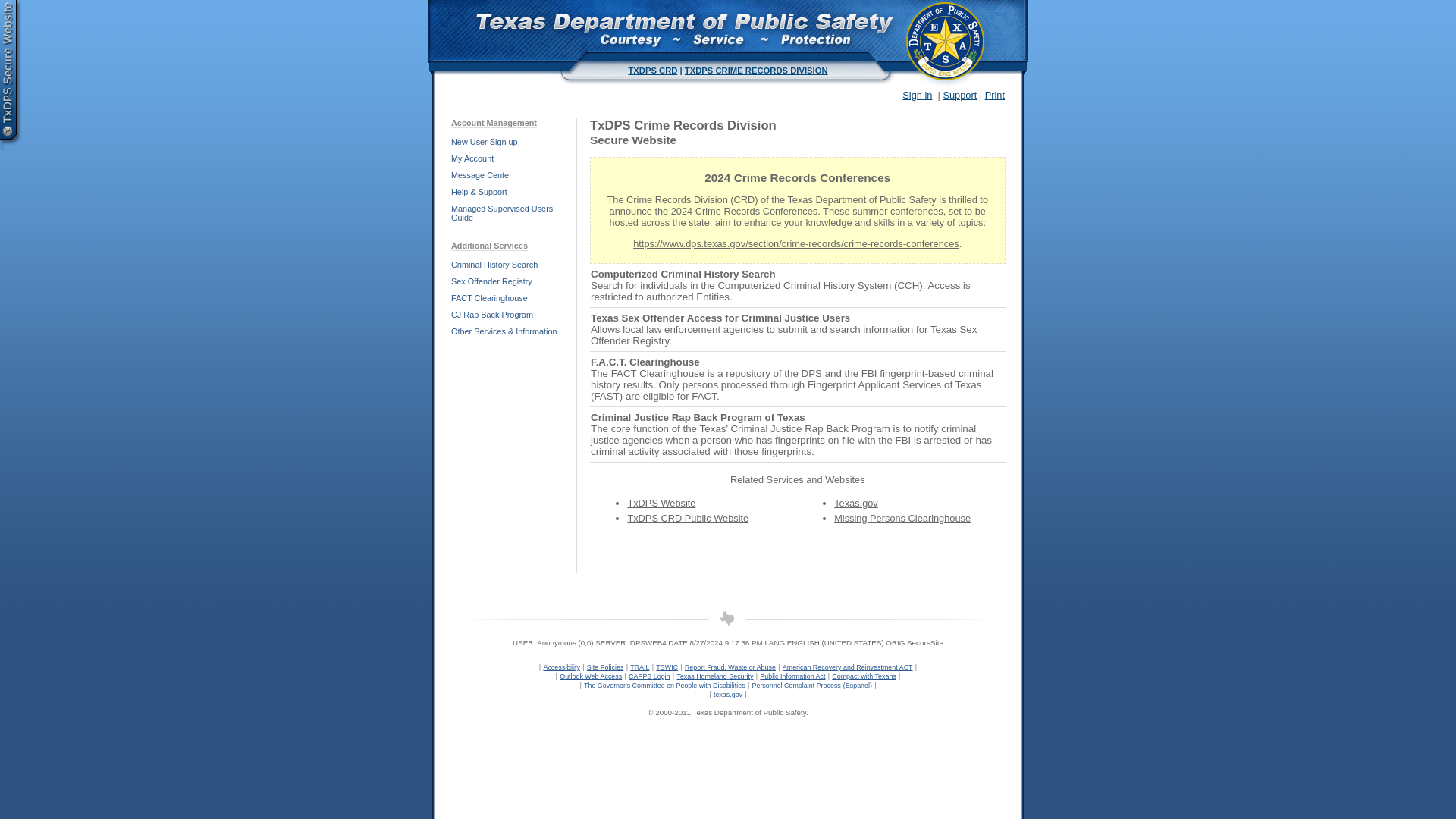 Home | TxDPS Crime Records Division