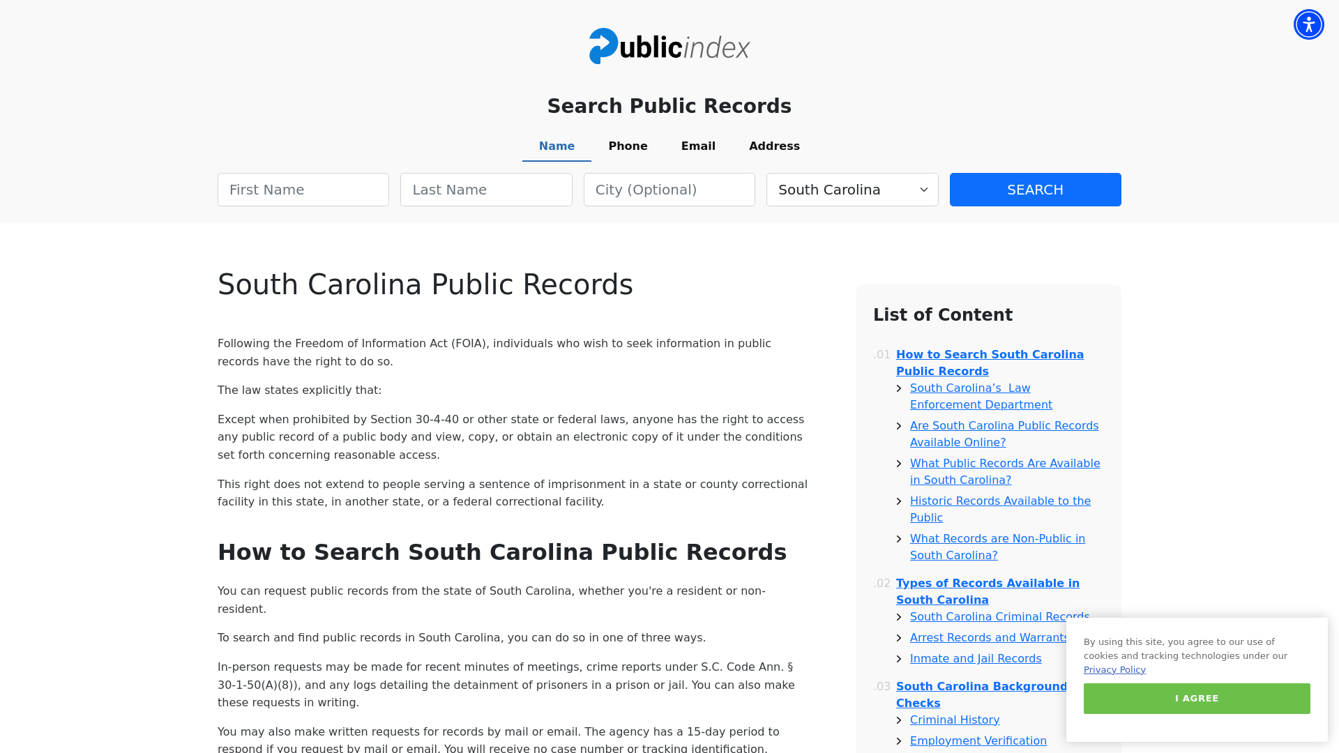 South Carolina Public Records Online - ThePublicIndex