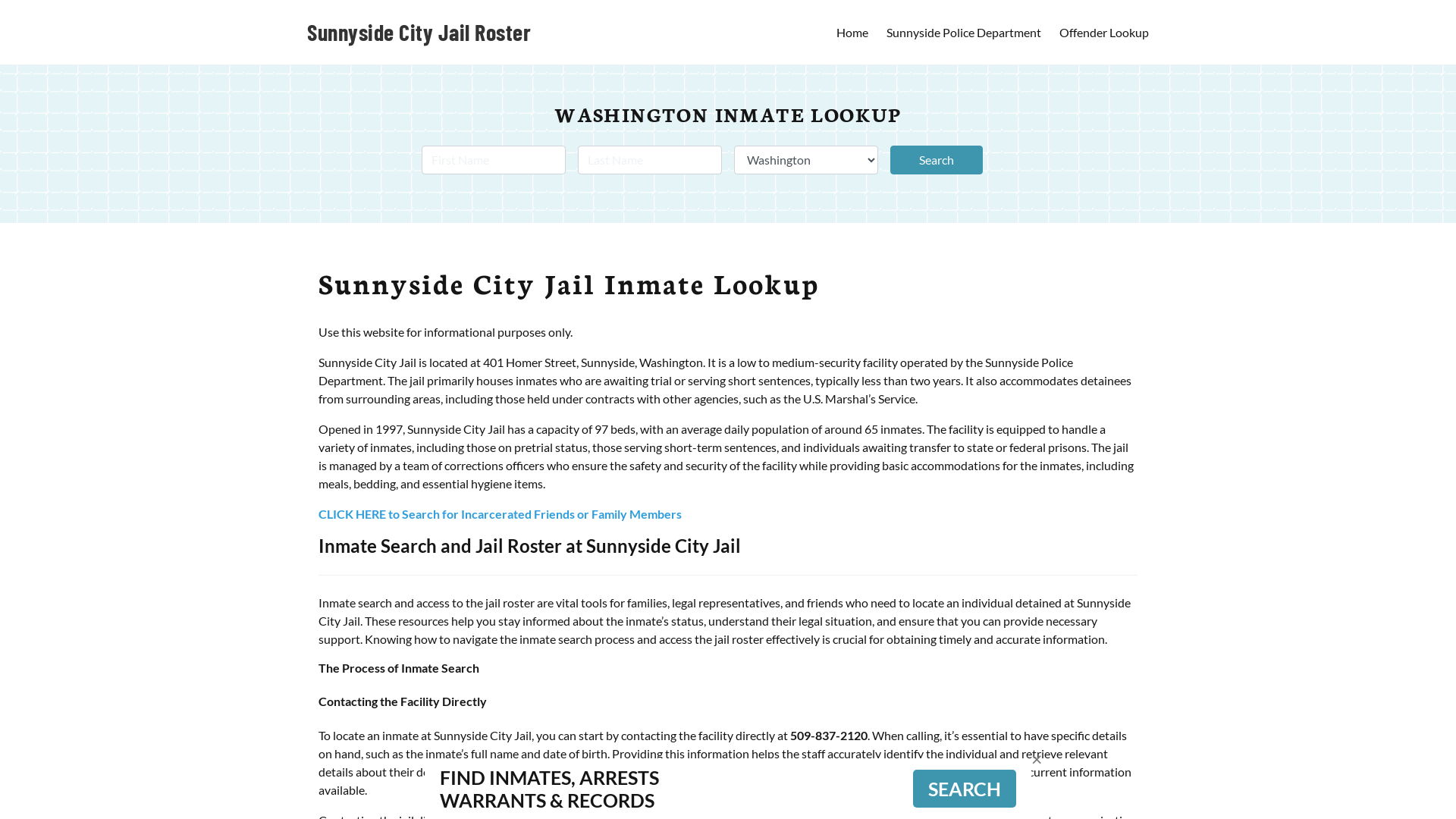 Sunnyside City Jail, WA Inmate Search, Jail Roster, Bookings