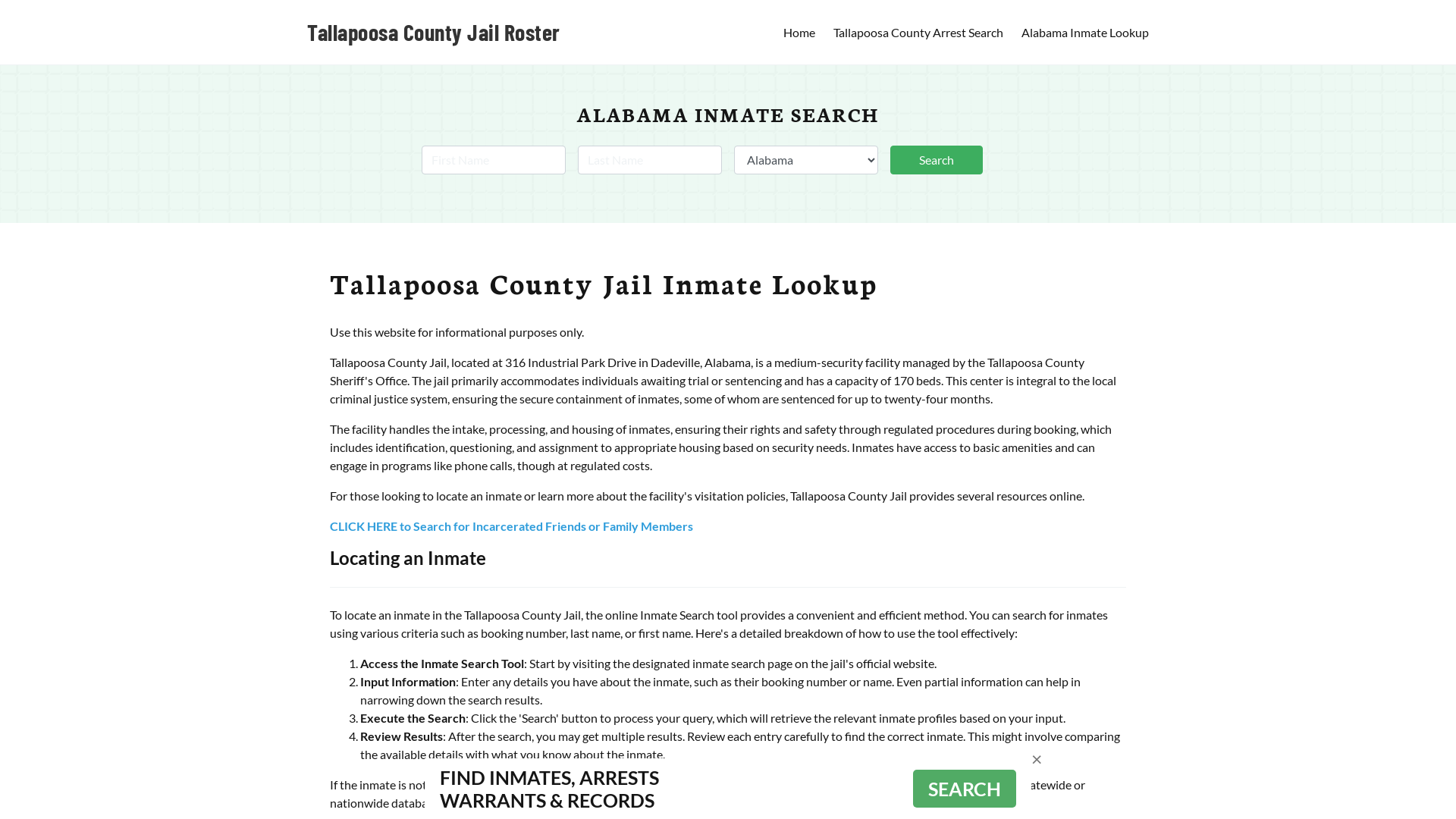 Tallapoosa County Jail Roster Lookup, AL, Inmate Search