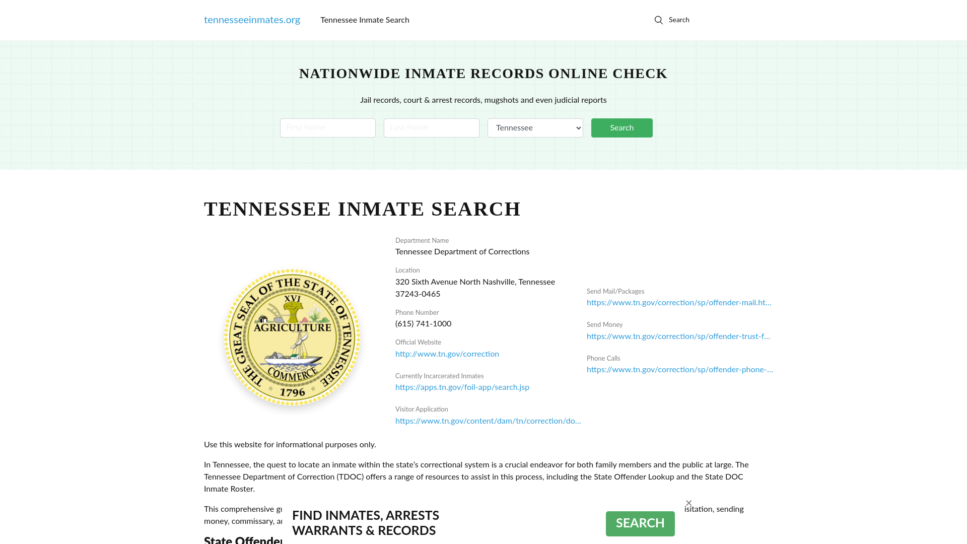 Tennessee Offender Lookup - TN DOC Inmates