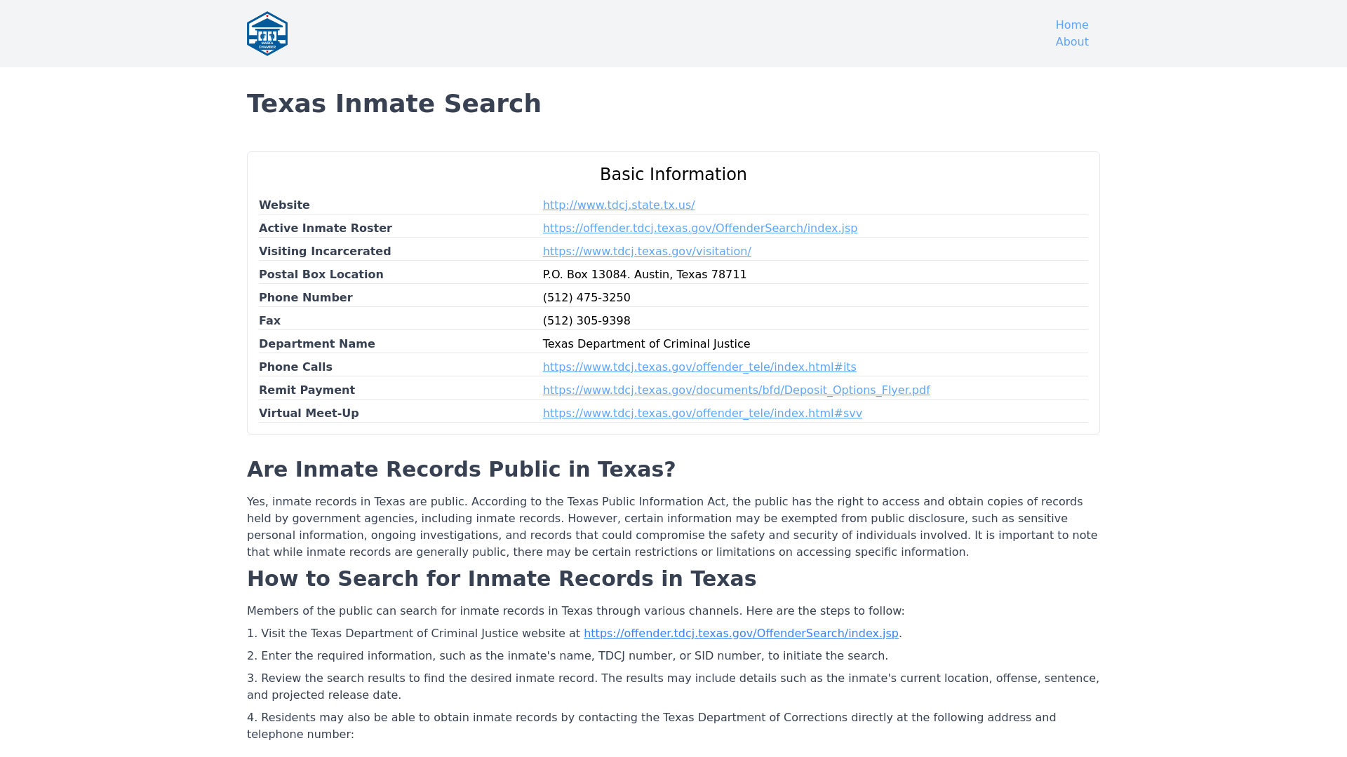 Texas Inmate Search - TX DOC Inmate Locator