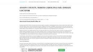 Anson County, North Carolina Jail Inmate Locator