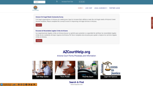 AZCourtHelp.org homepage that directs users to Arizona court resources