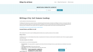 Billings City Jail, MT Inmate Search, Jail Roster, Bookings