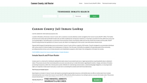 Cannon County Jail Roster Lookup, TN, Inmate Search