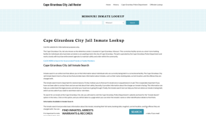 Cape Girardeau City Jail, MO Inmate Search, Jail Roster, Bookings