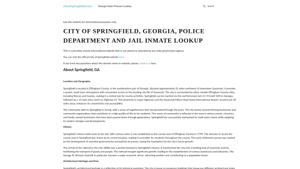 City of Springfield, Georgia, Police Department, Jail Inmate Lookup