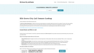 Elk Grove City Jail, CA Inmate Search, Jail Roster, Bookings