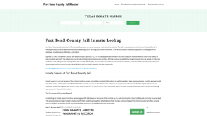 Fort Bend County Jail Roster Lookup, TX, Inmate Search