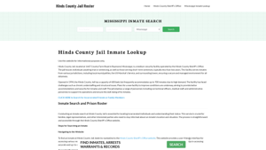 Hinds County Jail Roster Lookup, MS, Inmate Search