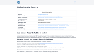 Idaho Inmate Search - ID DOC Inmate Locator