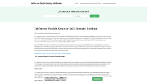 Jefferson Parish County Jail Roster Lookup, LA, Inmate Search