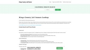 Kings County Jail Roster Lookup, CA, Inmate Search