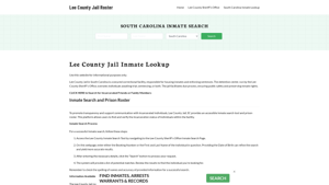 Lee County Jail Roster Lookup, SC, Inmate Search