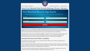 Search Free Maryland State Records (Marriage, Divorce, Warrants)