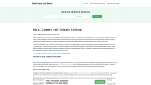 Maui County Jail Roster Lookup, HI, Inmate Search