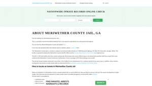 Meriwether County Jail, GA Inmate Search