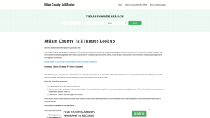 Milam County Jail Roster Lookup, TX, Inmate Search