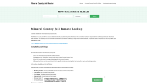 Mineral County Jail Roster Lookup, MT, Inmate Search