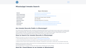 Mississippi Inmate Search - MS DOC Inmate Locator